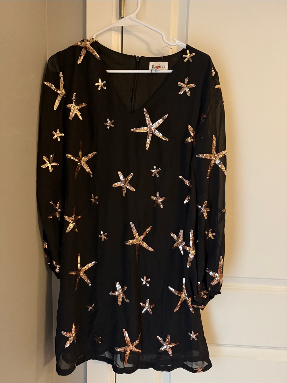 Black Sequin Starfish Tunic Dress